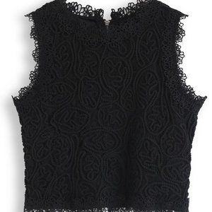 DIVA FULL LACE CROP TOP IN BLACK